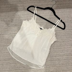 Abercrombie white crepe lace camisole with silk straps - XS